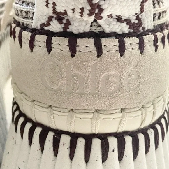CHLOE Nama Embroidered Suede Mesh Sneakers Size EU 36 - Picture 12 of 16